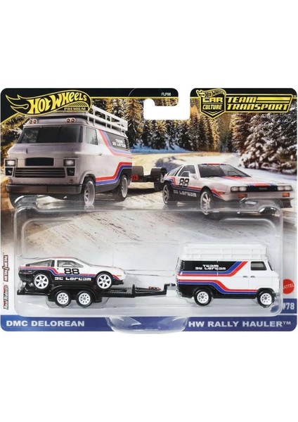 Hot Wheels Car Culture Team Transport Dmc Delorean & Hw Rally Hauler Diecast Car fiyatları