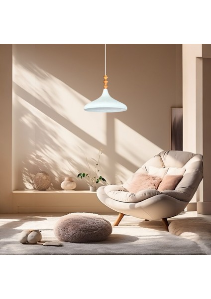 Beyaz Iç Beyaz Q Ahşap Tekli Avize Sarkıt Salon Mutfak Cafe Butik Lamba Aydınlatma Avizeler modelleri