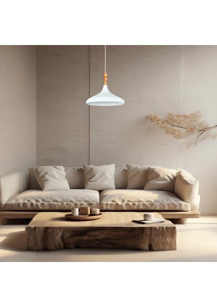 Beyaz Iç Beyaz Q Ahşap Tekli Avize Sarkıt Salon Mutfak Cafe Butik Lamba Aydınlatma Avizeler fırsatları