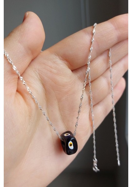 925 Ayar Gümüş Nazar Boncuklu Singapur Zincir