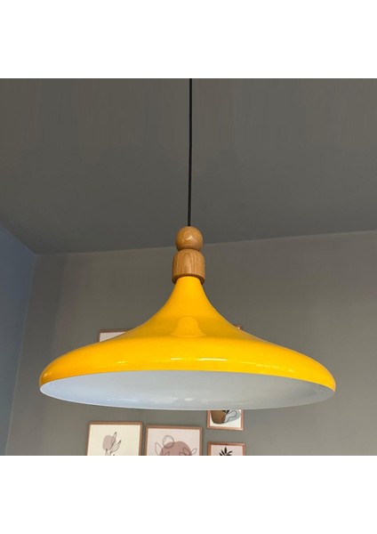 45 cm Çap Champion Xl Sarı Kalın Ahşap Boncuk Avize Tekli Sarkıt Lamba Restoran Salon Mutfak Avize fırsatları
