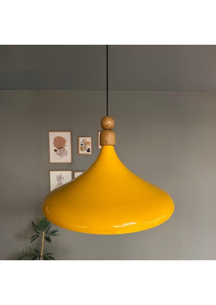 45 cm Çap Champion Xl Sarı Kalın Ahşap Boncuk Avize Tekli Sarkıt Lamba Restoran Salon Mutfak Avize indirimleri