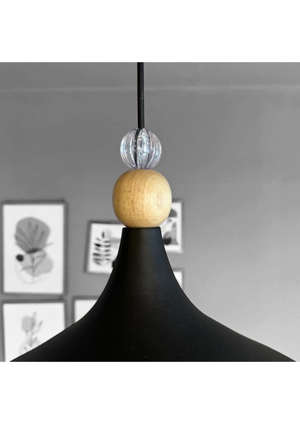 Champion Siyah Küçük Şeffaf Boncuk Tekli Avize Sarkıt Salon Mutfak Cafe Butik Aydınlatma Avizeler modelleri