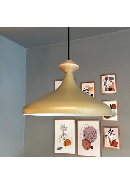 Bej Tekli Avize Topaç Ahşap Başlık Sarkıt Salon Mutfak Cafe Pastane Lamba Aydınlatma modelleri