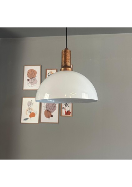 Yimpi Beyaz Avize Patina Fener Başlık Tekli Sarkıt Salon Mutfak Kuaför Cafe Lamba Dekoratif
