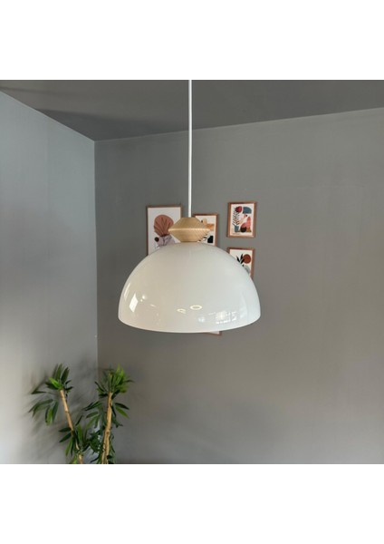 Yimpi Beyaz Ahşap Topaç Başlık Avize Sarkıt Lamba Salon Mutfak Avizeleri Pastane Cafe fiyatları