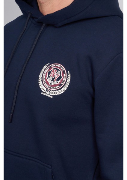 Çetinkaya Chester Polo 4227 3 Iplik Kapüşonlu Baskılı Lacivert Sweatshirt modelleri