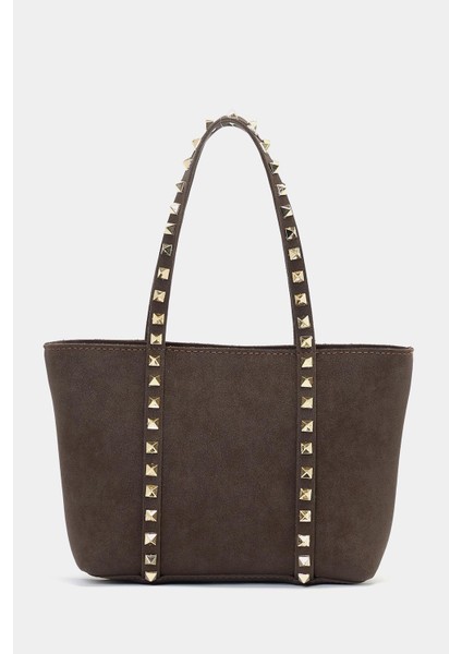 Kahverengi Süet Kadın Küçük Boy Zımba Detaylı Pu Deri Tokalı El ve Omuz Çantası fırsatları