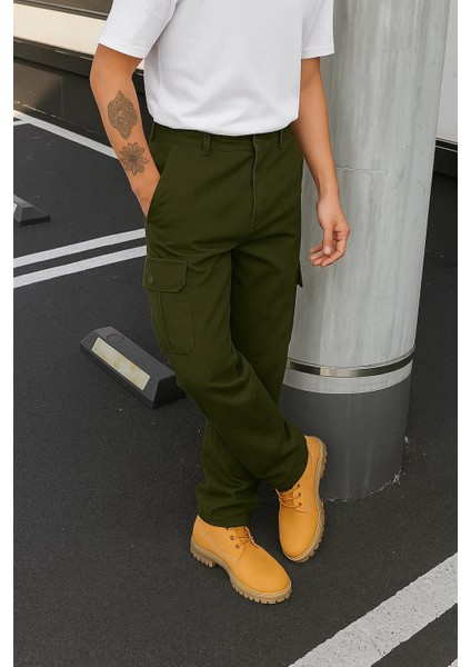 Erkek Trend Günlük Bol Paça Haki Taktik Kargo Pantolon modelleri