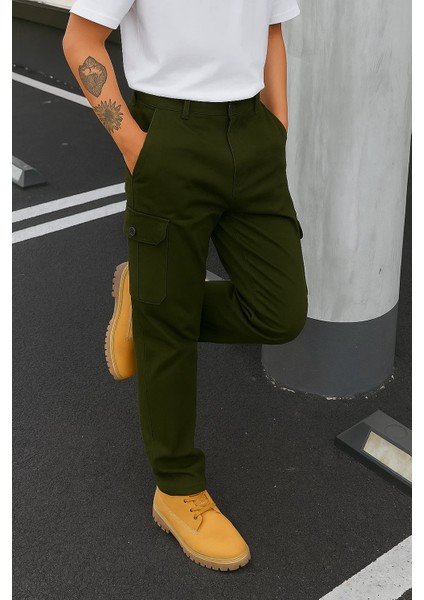 Erkek Trend Günlük Bol Paça Haki Taktik Kargo Pantolon fırsatları