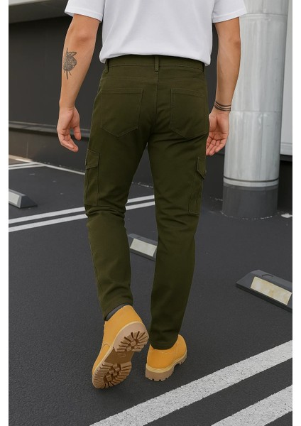 Erkek Trend Günlük Bol Paça Haki Taktik Kargo Pantolon