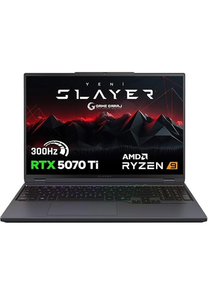 Garaj Slayer R9T-5070TI C1 Amd Ryzen 9 9955HX 32GB Ram 1tb SSD RTX5070TI 16" Qhd+ IPS 300Hz Freedos Gaming Laptop