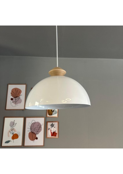 Yimpi Beyaz Ahşap Topaç Başlık Avize Sarkıt Lamba Salon Mutfak Avizeleri Pastane Cafe fırsatları