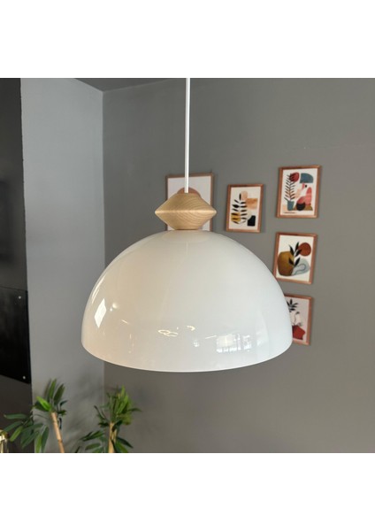 Yimpi Beyaz Ahşap Topaç Başlık Avize Sarkıt Lamba Salon Mutfak Avizeleri Pastane Cafe indirimleri