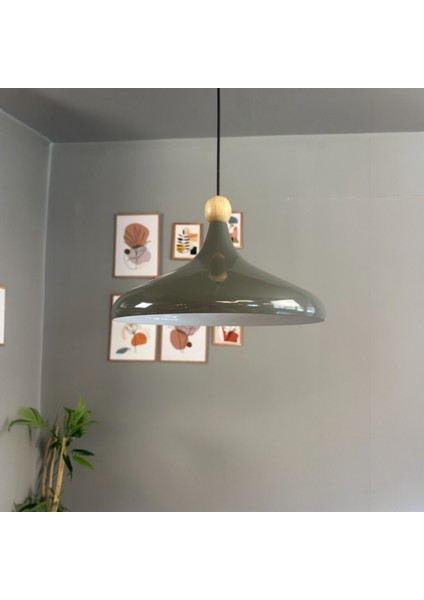 Champion Antrasit Ahşap Boncuk Başlık Tekli Avize Sarkıt Salon Mutfak Butik Lamba Aydınlatma