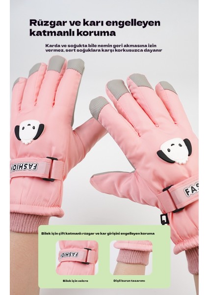 Kışlık Karikatür Köpekli Kadınlar Için Yün Kaplı Isıtıcı, Soğuktan Koruyan Sevimli Parmak I Eldiven (Yurt Dışından) indirimleri