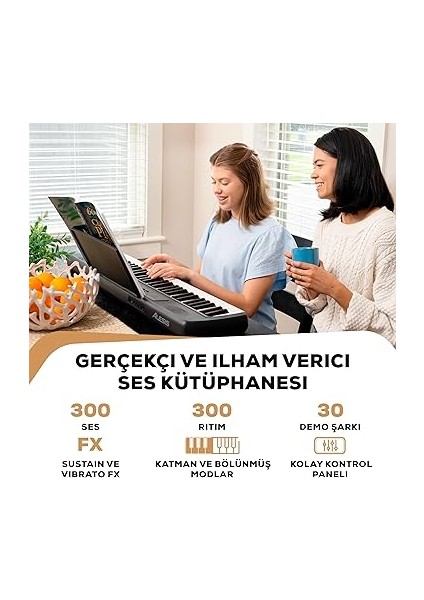 Melody 61 Başlangıç Seviyesi Piyano Klavye 61 Tuş, Hoparlör, Tablet/nota Standı, 300 Ses ve Müzik Dersleri ile Birlikte indirimleri