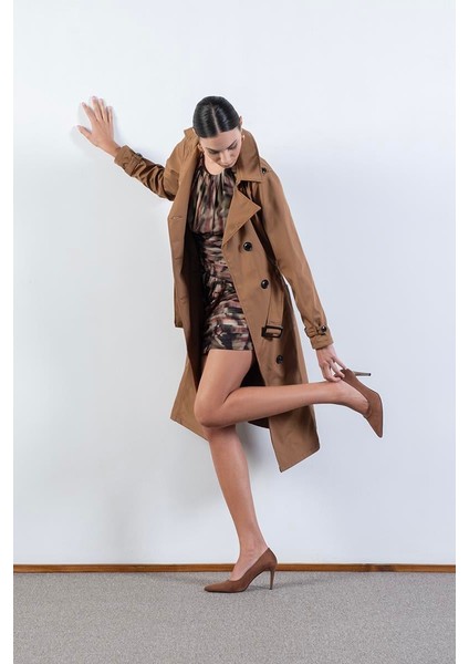 Imperatrice Kruvaze Yaka Kuşaklı Trençkot Haki