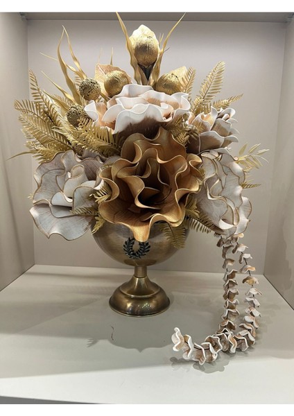 Yapay Çiçekli Antik Yuvarlak Vazo No:2