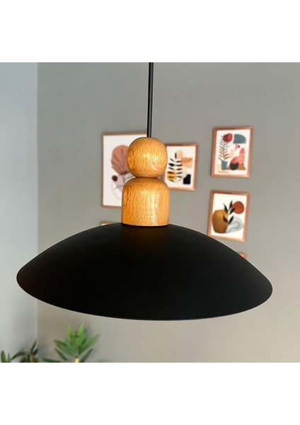 Bright Siyah Kalın Ahşap Boncuk Avize Tekli Sarkıt Salon Kuaför Cafe Dekoratif Aydınlatma Pastane modelleri