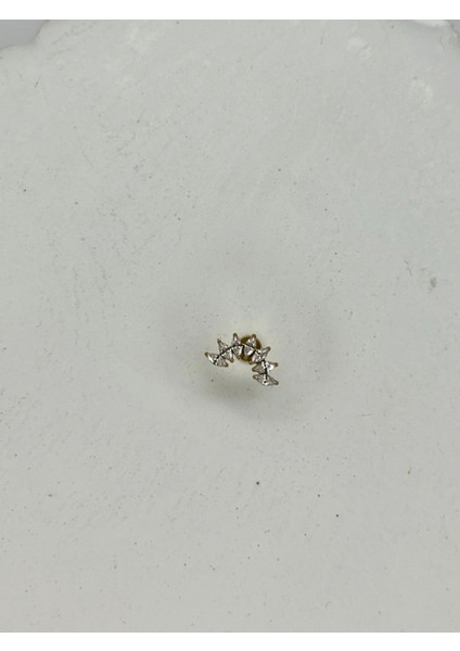 Oval Taş Detaylı ve Yay Şekilli Gold Piercing