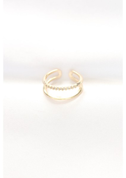 2li Görünümlü Su Yolu Tasarımlı Gold Renk Ayarlanabilir Yüzük - Lisinya fiyatları