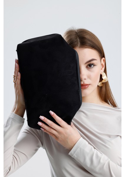 Kadın Siyah Süet Clutch El Çantası modelleri