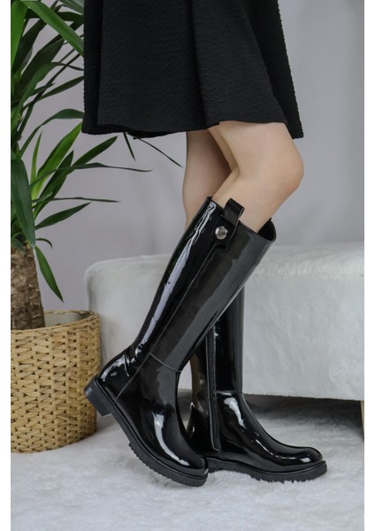 Kadın Milano Diz Boyu Çizme Siyah Rugan