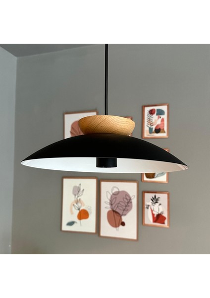 Bright Siyah Avize Ahşap Tekli Sarkıt Salon Kuaför Cafe Dekoratif Aydınlatma Pastane fırsatları