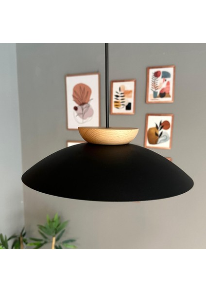 Bright Siyah Avize Ahşap Tekli Sarkıt Salon Kuaför Cafe Dekoratif Aydınlatma Pastane indirimleri