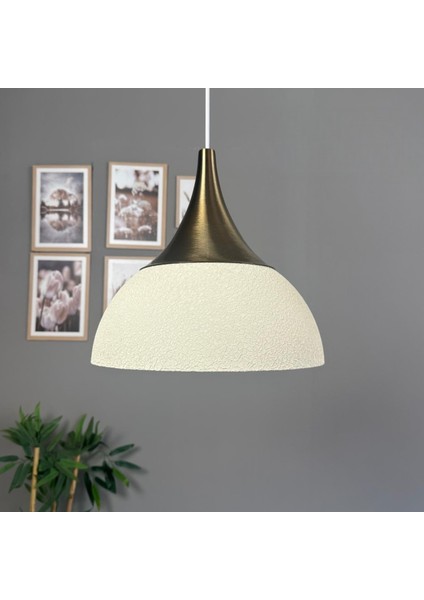 Yimpi Dokulu Beyaz Avize Tekli Sarkıt Eskitme Kubbe Başlık Salon Mutfak Kuaför Dekoratif Aydınlatma