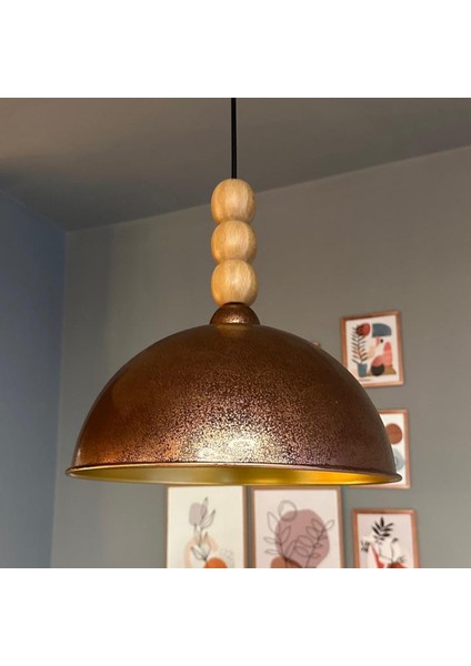 Yimpi Patina Tekli Sarkıt Avize Ahşap Üç Boncuk Tekli Sarkıt Salon Cafe Lamba Dekoratif Aydınlatma fiyatları
