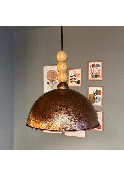 Yimpi Patina Tekli Sarkıt Avize Ahşap Üç Boncuk Tekli Sarkıt Salon Cafe Lamba Dekoratif Aydınlatma modelleri