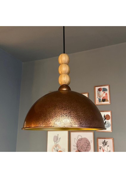 Yimpi Patina Tekli Sarkıt Avize Ahşap Üç Boncuk Tekli Sarkıt Salon Cafe Lamba Dekoratif Aydınlatma fırsatları