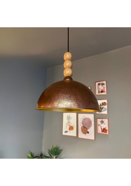 Yimpi Patina Tekli Sarkıt Avize Ahşap Üç Boncuk Tekli Sarkıt Salon Cafe Lamba Dekoratif Aydınlatma indirimleri