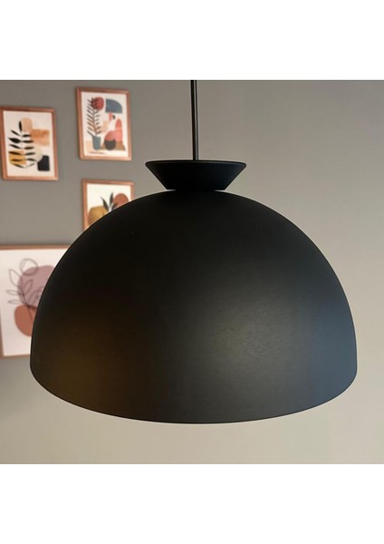 Yimpi Siyah Avize Siyah Kase Başlık Tekli Sarkıt Salon Kuaför Cafe Dekoratif Aydınlatma Pastane