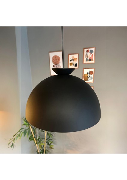 Yimpi Siyah Avize Siyah Kase Başlık Tekli Sarkıt Salon Kuaför Cafe Dekoratif Aydınlatma Pastane modelleri