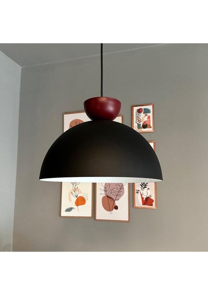 Yimpi Siyah Avize Vişne Çürüğü Şapka Tekli Sarkıt Salon Kuaför Cafe Dekoratif Aydınlatma Pastane