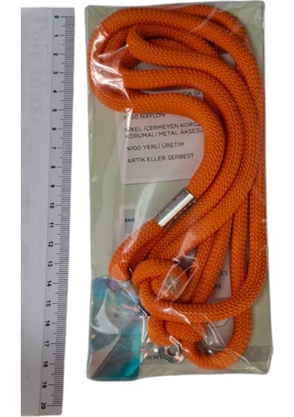 Tüm Kılıflara Uyumlu Turuncu Crossbody (Ayarlanabilir) Telefon Askısı