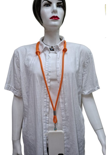 Tüm Kılıflara Uyumlu Turuncu Crossbody (Ayarlanabilir) Telefon Askısı