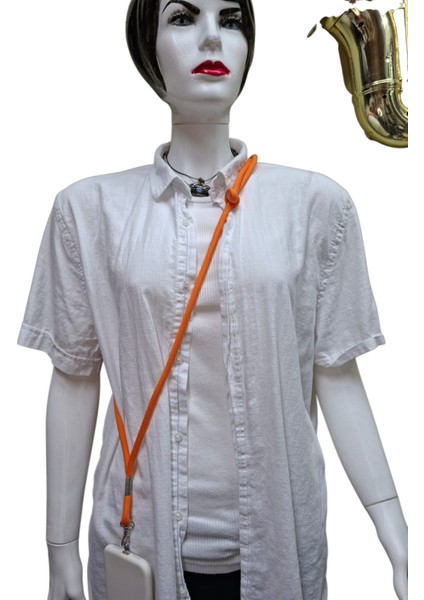 Tüm Kılıflara Uyumlu Turuncu Crossbody (Ayarlanabilir) Telefon Askısı