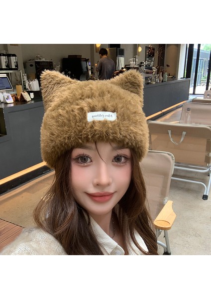 Kış Kadınlar Sevimli Kedi Kulakları Peluş Şapka (Yurt Dışından) fiyatları