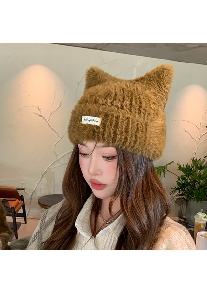 Kış Kadınlar Sevimli Kedi Kulakları Peluş Şapka (Yurt Dışından) fırsatları