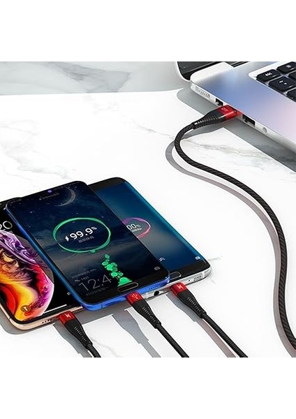 SL004 iPhone Lightning Type-C Micro USB 2.4A Şarj ve Data Kablosu 120CM fırsatları