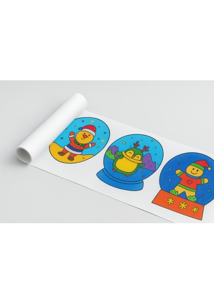 Kar Küresi Boyama Rulosu – 30×500 cm Kış ve Yılbaşı Temalı Çocuk Boyama Kağıdı | Kardan Adam, Noel Ağacı ve Hediye Figürleriyle Eğlenceli Etkinlik Rulosu | Eğitici Sanat Aktivitesi fırsatları