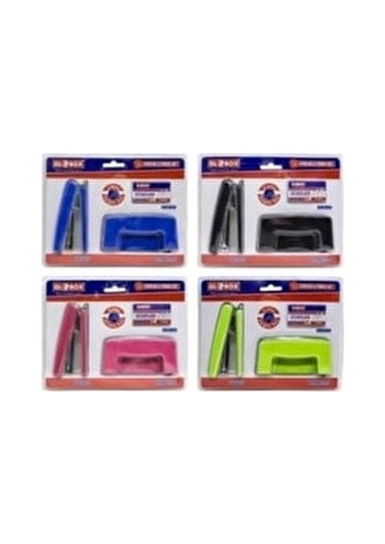 Zımba Makinesi ve Delgeç Seti 2 Parça Siyah Renk Ofis Kullanımı İçin modelleri