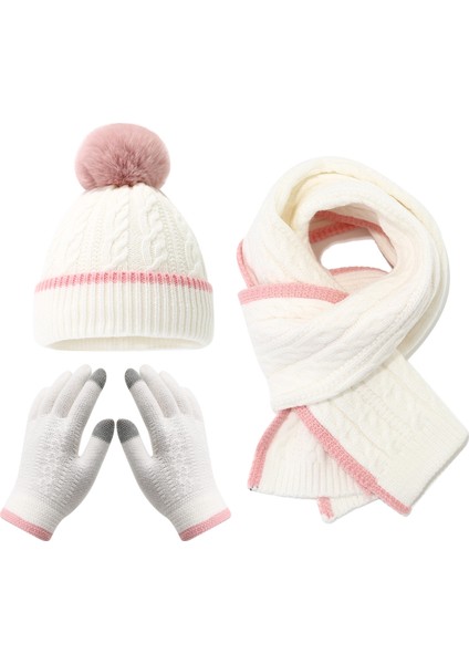 Kış Çocuk Şapka Eşarp Eldiven Üç Parçalı Seti (Yurt Dışından)