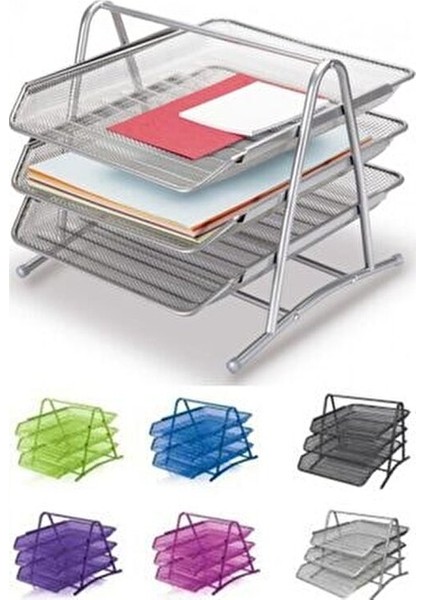 Metal Perfore Evrak Rafı 3 Lu Silver Renkli Dosya Düzenleyici fiyatları