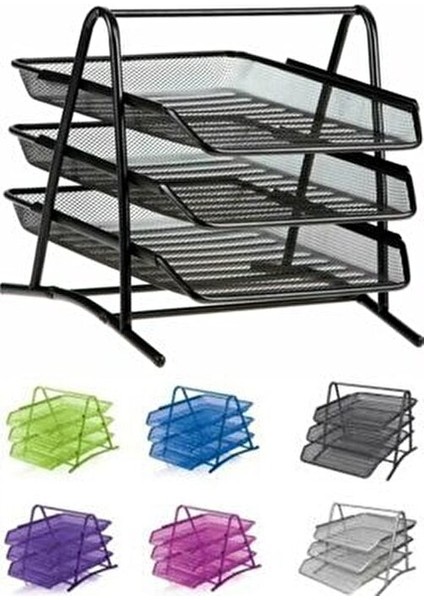 Metal Perfore Evrak Rafı 3 Lu Silver Renkli Dosya Düzenleyici