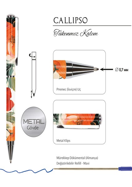 Callipso 0.7 mm Mavi Tükenmez Kalem fiyatları